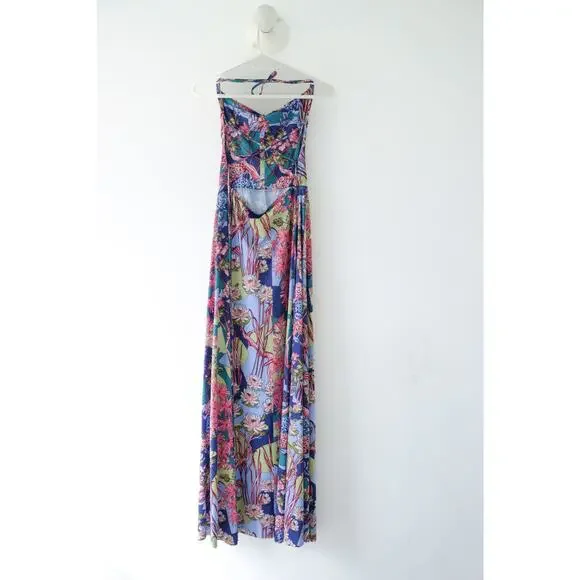 Agua Bendita x RTR Tropical Arista Maxi Dress Floral Open Back Sz L NWT - Picture 6 of 6